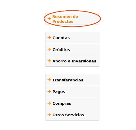 Resumen de productos bancoestado
